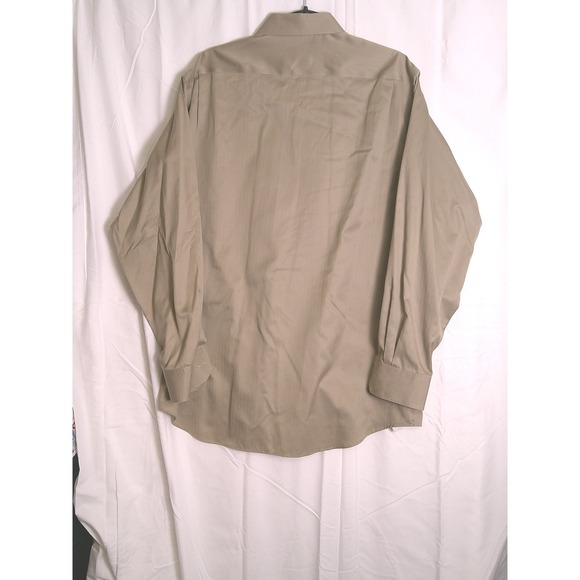 Joseph Abboud Mens Classic Fit Non Iron Tan Long Sleeve Dress Shirt 16 1/2 34/35 - Picture 3 of 3